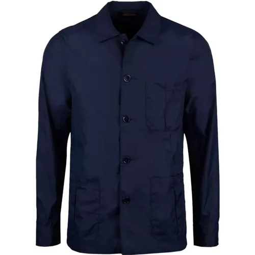 Nylon Overshirt Navy Lightweight Stylish , male, Sizes: M, L, XL - Stenströms - Modalova