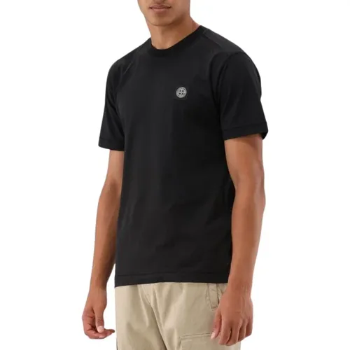 Schwarzes Logo Tee Essential Baumwolle , Herren, Größe: 2XL - Stone Island - Modalova