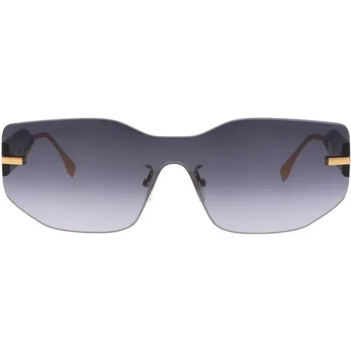 Quadratische Randlose Sonnenbrille mit Gold Details , Damen, Größe: ONE Size - Fendi - Modalova