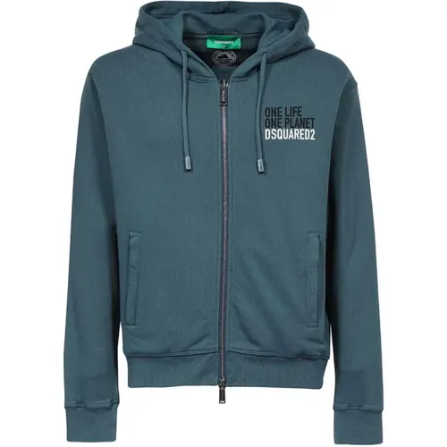 Baumwoll Zip Hoodie mit Logo , Herren, Größe: M - Dsquared2 - Modalova