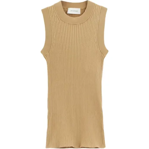 Beiges Geripptes Tanktop Sportmax - SPORTMAX - Modalova