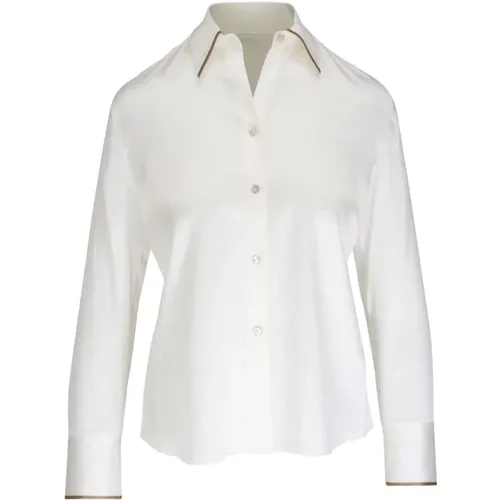 Modern Slim Blouse with Tipped Details , female, Sizes: XS, L, M, S - Vince - Modalova