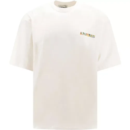 Logo Print Cream T-shirt , male, Sizes: S, L, M, XS - A Paper Kid - Modalova