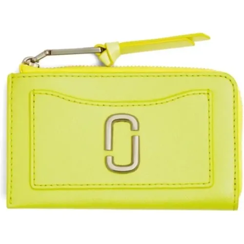 Gelbe Lederbrieftasche mit Logo-Plakette - Marc Jacobs - Modalova