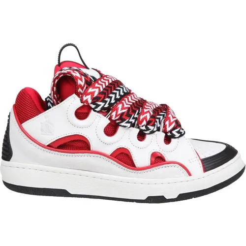 Red/White Leather Sneakers Lace Closure , female, Sizes: 4 UK, 8 UK, 5 UK, 6 UK, 7 UK, 3 UK - Lanvin - Modalova
