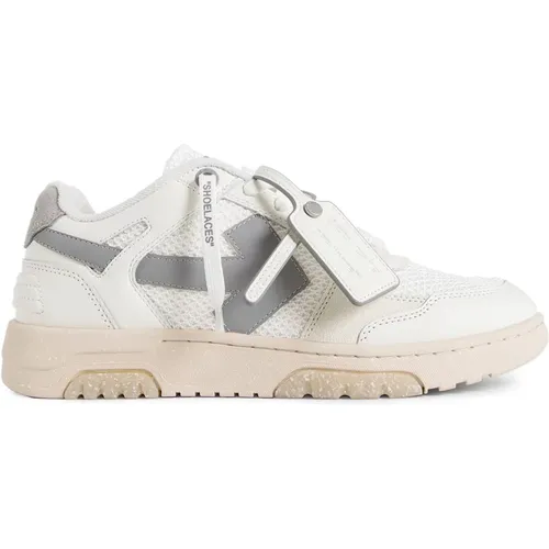 Off , Weiß Graue Mesh Leder Sneakers , Herren, Größe: 39 EU - Off White - Modalova