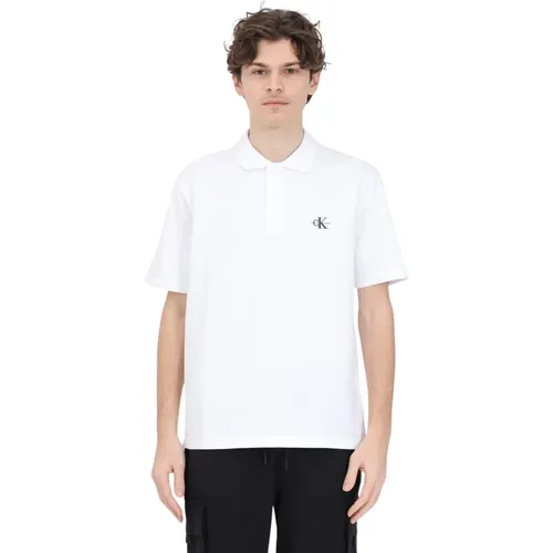 Weißes Polo mit Struktur , Herren, Größe: XL - Calvin Klein Jeans - Modalova