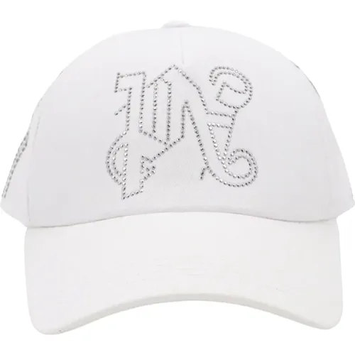 Cotton Hat with Rhinestone Details , male, Sizes: ONE SIZE - Palm Angels - Modalova