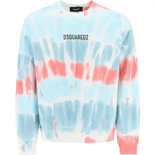 Logo Print Tie-Dye Sweatshirt , Herren, Größe: M - Dsquared2 - Modalova