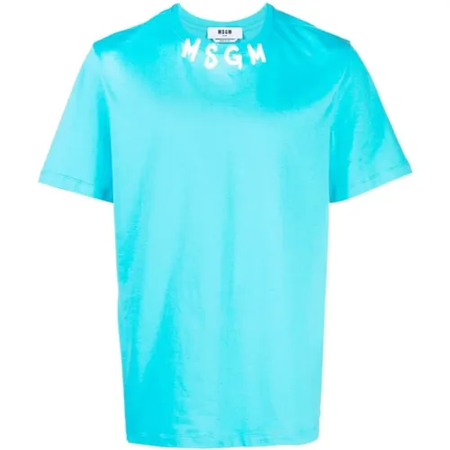 Logo Kragen T-Shirt , Herren, Größe: L - Msgm - Modalova