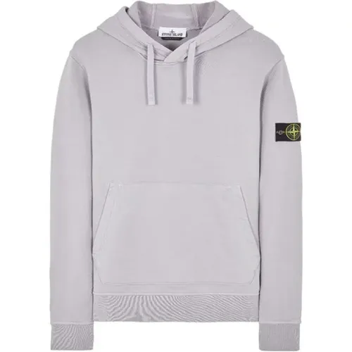 Grauer Baumwollfleece Kapuzenpullover , Herren, Größe: XL - Stone Island - Modalova