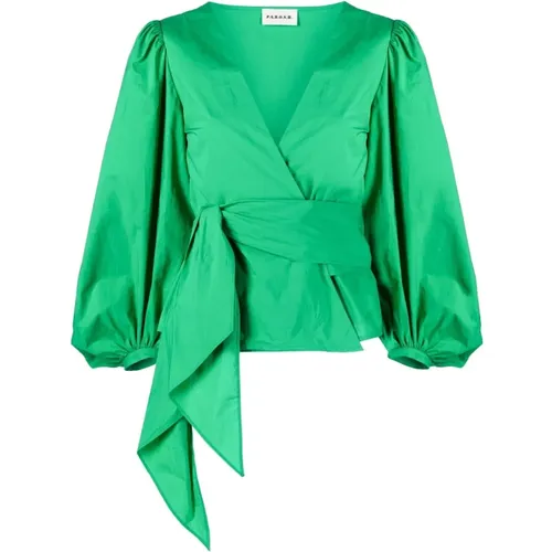 Grüne V-Ausschnitt Bluse,Blouses - P.a.r.o.s.h. - Modalova