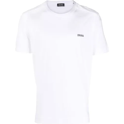Weißes Jersey T-Shirt mit Logo , Herren, Größe: S - Ermenegildo Zegna - Modalova