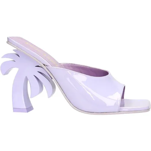 Lilac Patent Leather Heeled Mules , female, Sizes: 3 UK, 4 UK, 7 UK - Palm Angels - Modalova