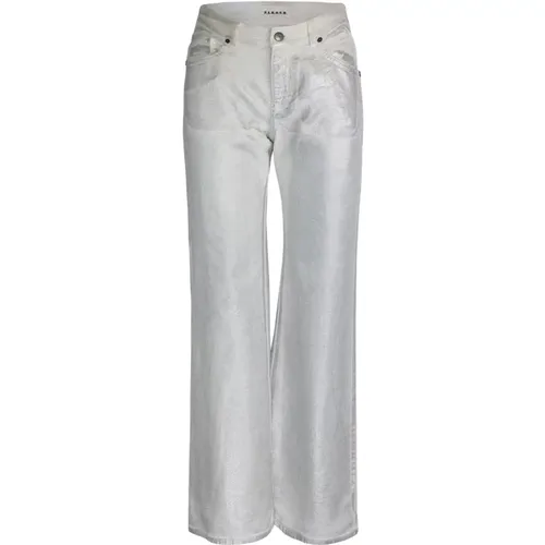 Metallic Finish Wide Trousers , female, Sizes: L, S - P.a.r.o.s.h. - Modalova