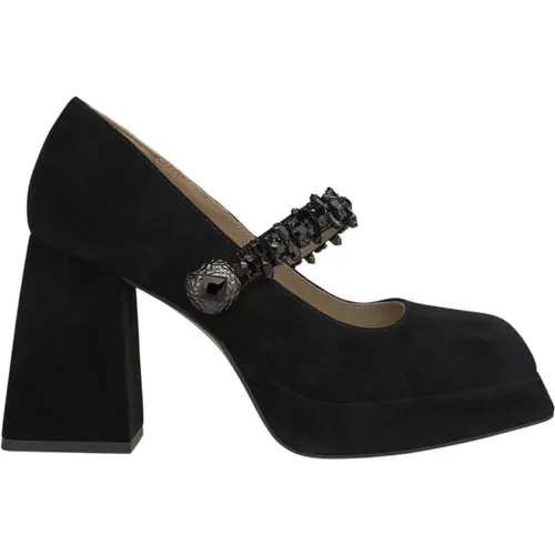 Heeled shoes rhinestone button , female, Sizes: 7 UK, 8 UK, 4 UK, 6 UK, 9 UK, 5 UK - Alma en Pena - Modalova