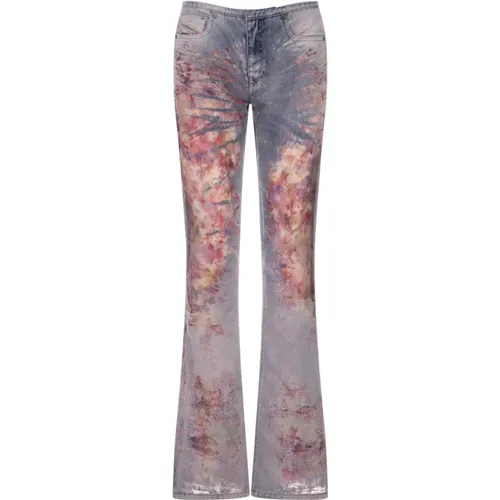 Blue Bootcut Jeans with Frayed Edges , female, Sizes: W28 - Diesel - Modalova