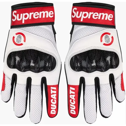 Rote Lederhandschuhe Kohlefaser Schutz , unisex, Größe: L - Supreme - Modalova