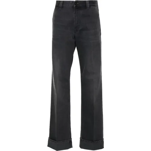 Grey Twill Weave Trousers , female, Sizes: S - Miu Miu - Modalova