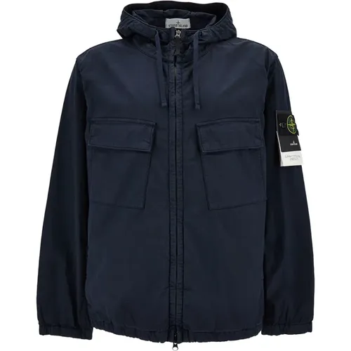 Hooded Jacket with Logo Patch , male, Sizes: S, M - Stone Island - Modalova