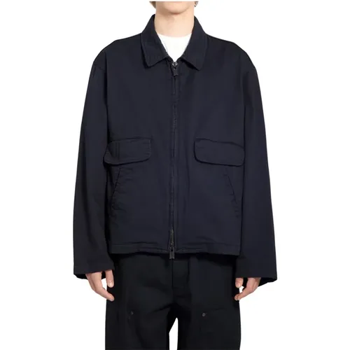Marineblaue Baumwoll-Twill-Jacke für Männer - Yohji Yamamoto - Modalova