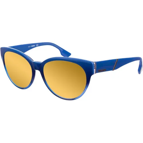 Blaue Ovale Sonnenbrille mit Gelben Spiegellinsen - Diesel - Modalova