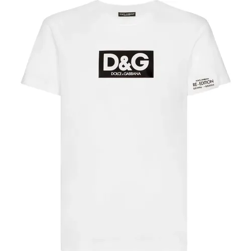 Baumwoll-Crewneck-T-Shirt mit Patch , Herren, Größe: S - Dolce & Gabbana - Modalova
