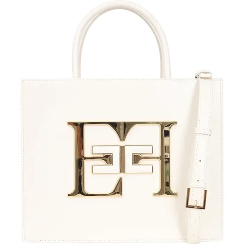 Brushed Effect Shopper Bag with Zipper , female, Sizes: ONE SIZE - Elisabetta Franchi - Modalova