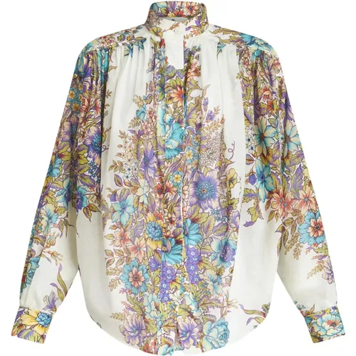 White Ruffle Pattern Blouse , female, Sizes: 2XS, XS - ETRO - Modalova