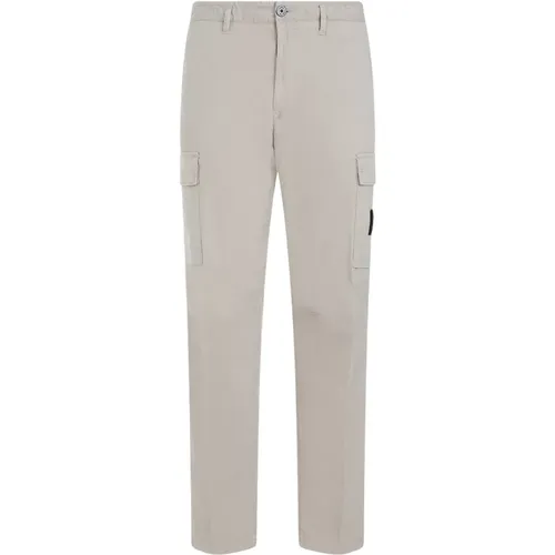 Neutral Cotton Trousers with Logo Label , male, Sizes: W38, W40, W36 - Stone Island - Modalova