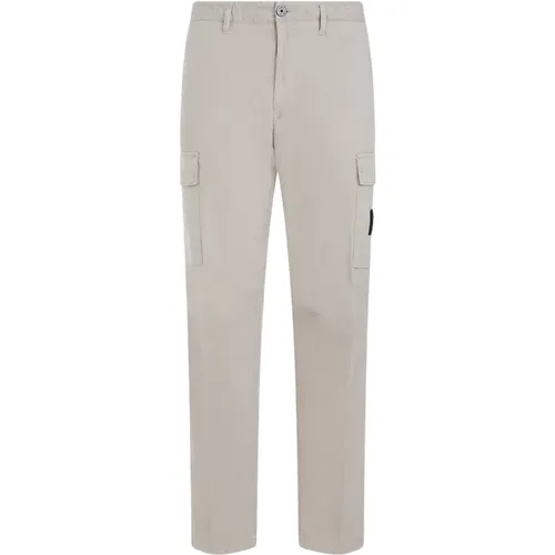 Neutral Cotton Trousers with Logo Label , male, Sizes: W38, W40, W36, W34 - Stone Island - Modalova