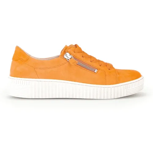 Samt Leder Orange Sneakers , Damen, Größe: 37 1/2 EU - Gabor - Modalova