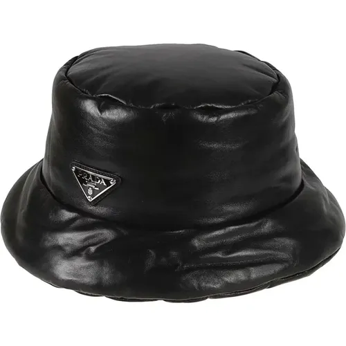Leather Padded Logo Hat , female, Sizes: S - Prada - Modalova
