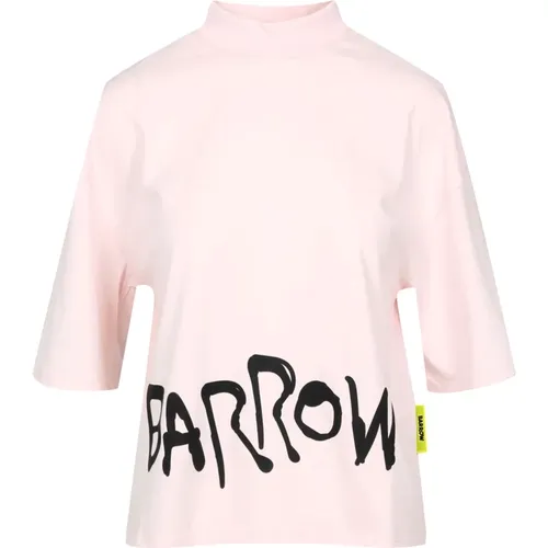 Baumwoll-Crew-Neck-Damen-T-Shirt mit Bärenprint , Damen, Größe: S - Barrow - Modalova