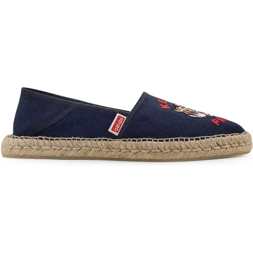 Blaue Espadrilles mit Tigerstickerei , Herren, Größe: 39 EU - Kenzo - Modalova