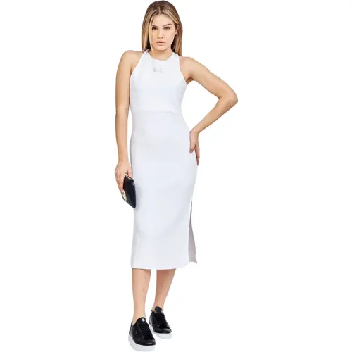 Weißes Kleid mit Gekreuzten Rückenriemen , Damen, Größe: XL - Emporio Armani EA7 - Modalova