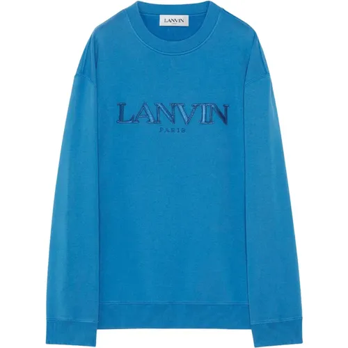 Blauer Baumwoll-Sweatshirt Oversize Neptune , Herren, Größe: XL - Lanvin - Modalova