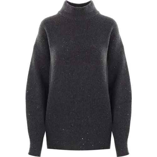 Stylish Women's Knitwear Antracite Aw24 , female, Sizes: M, S - BRUNELLO CUCINELLI - Modalova