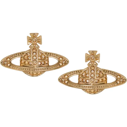 Gold Bas Relief Mini Earrings , female, Sizes: ONE SIZE - Vivienne Westwood - Modalova