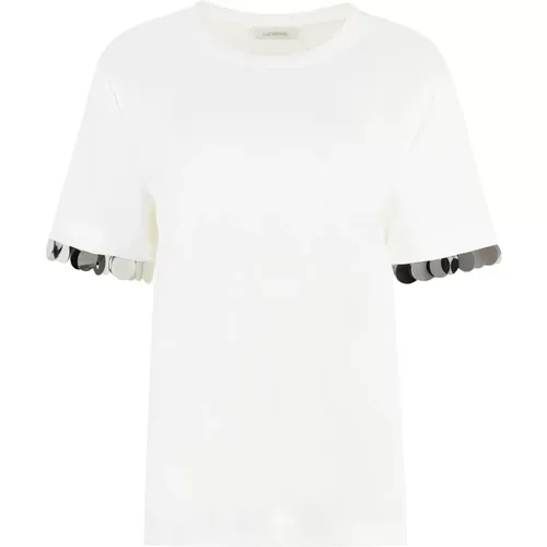 Viscose crew-neck T-shirt , female, Sizes: S, M - Paco Rabanne - Modalova