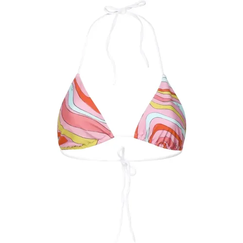 Triangle Nylon Bikini Top in Pink/Orange , female, Sizes: XS - EMILIO PUCCI - Modalova