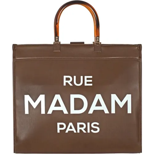 Braune Eco-Leder Tote Tasche , Damen, Größe: ONE Size - Rue Madam - Modalova