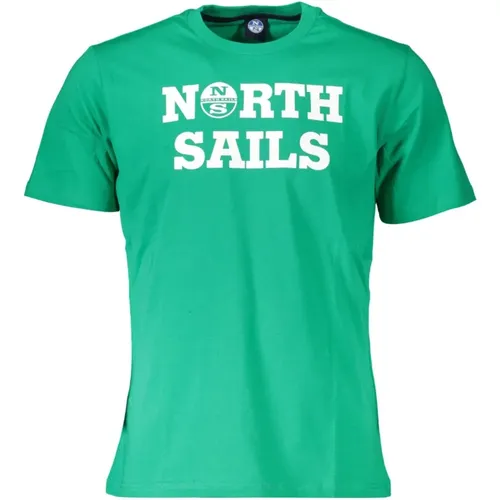 Grünes Baumwoll T-Shirt mit Druck und Logo , Herren, Größe: 3XL - North Sails - Modalova