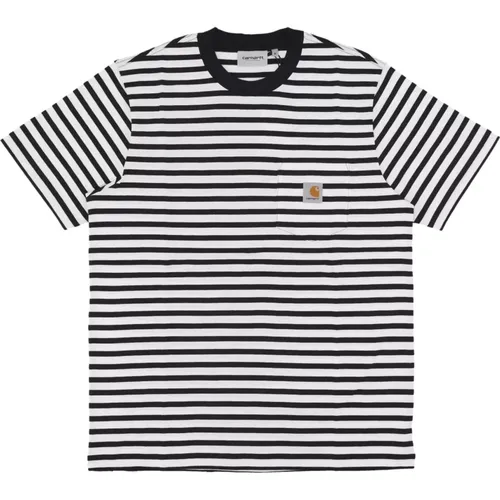 Pocket Tee Mens T-Shirt Striped Black/White , male, Sizes: XL - Carhartt WIP - Modalova