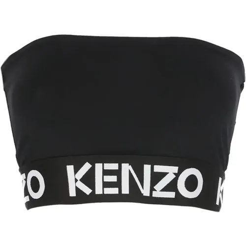 Schwarzes Crop Top mit Logo-Detail , Damen, Größe: L - Kenzo - Modalova