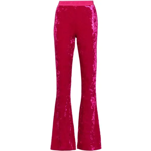 Hot Velvet Flared Trousers , female, Sizes: 2XS, L - Versace Jeans Couture - Modalova