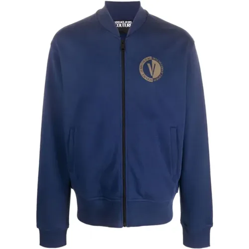 Navy Logo Sweatshirt , Herren, Größe: XL - Versace Jeans Couture - Modalova