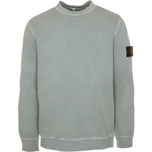 Sweatshirt mit Diagonalem Webmuster und Rundhalsausschnitt , Herren, Größe: L - Stone Island - Modalova