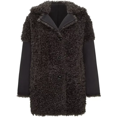 Shearling Mantel Eva - Braun , Damen, Größe: L - Cesare Gaspari - Modalova