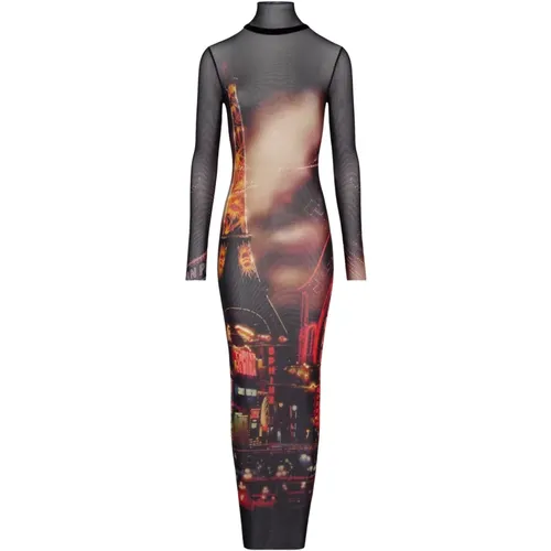 City Print Langarm Rundhals Kleid , Damen, Größe: XS - Jean Paul Gaultier - Modalova